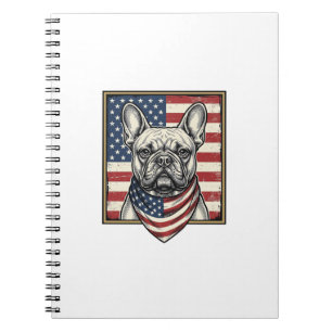 Vintage-patriotischer Französischer-Bulldogge-Flag Notizblock