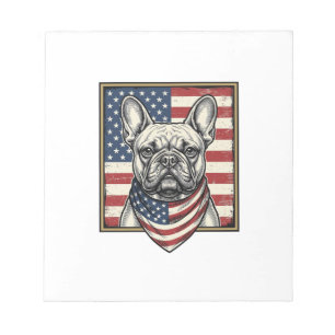 Vintage-patriotischer Französischer-Bulldogge-Flag Notizblock