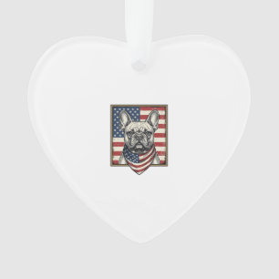 Vintage-patriotischer Französischer-Bulldogge-Flag Ornament