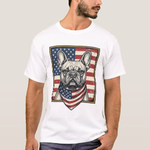 Vintage patriotischer französischer Bulldogge-Flag T-Shirt