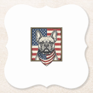 Vintage patriotischer französischer Bulldogge-Flag Untersetzer