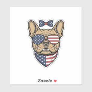 Vintage-patriotischer französischer Bulldogge-Vekt Aufkleber