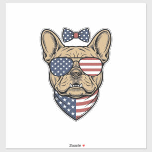 Vintage-patriotischer französischer Bulldogge-Vekt Aufkleber