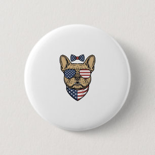Vintage-patriotischer französischer Bulldogge-Vekt Button