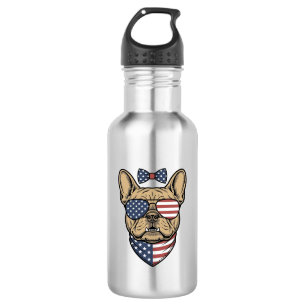 Vintage-patriotischer französischer Bulldogge-Vekt Edelstahlflasche