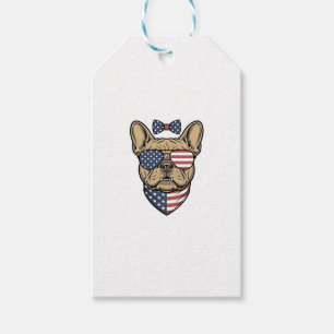 Vintage-patriotischer französischer Bulldogge-Vekt Geschenkanhänger