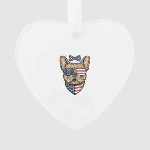 Vintage-patriotischer französischer Bulldogge-Vekt Ornament