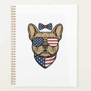 Vintage-patriotischer französischer Bulldogge-Vekt Planer