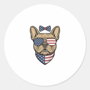 Vintage-patriotischer französischer Bulldogge-Vekt Runder Aufkleber