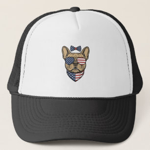 Vintage-patriotischer französischer Bulldogge-Vekt Truckerkappe