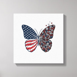 Vintage patriotischer Friedensschmetterling Vektor Leinwanddruck