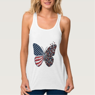 Vintage patriotischer Friedensschmetterling Vektor Tank Top