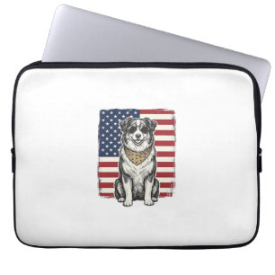 Vintage patriotischer Hund Amerikanisches Flagge S Laptopschutzhülle