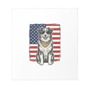 Vintage patriotischer Hund Amerikanisches Flagge S Notizblock