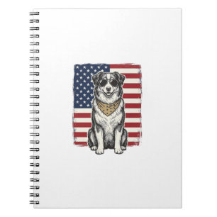 Vintage patriotischer Hund Amerikanisches Flagge S Notizblock