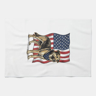 Vintage patriotischer Hund Flagge Vektor-Shirt Des Geschirrtuch