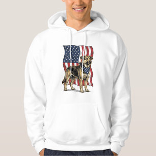 Vintage patriotischer Hund Flagge Vektor-Shirt Des Hoodie
