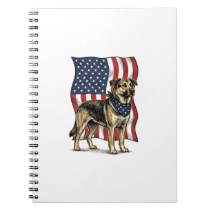 Vintage patriotischer Hund Flagge Vektor-Shirt-Des Notizblock