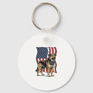 Vintage patriotischer Hund Flagge Vektor-Shirt Des Schlüsselanhänger