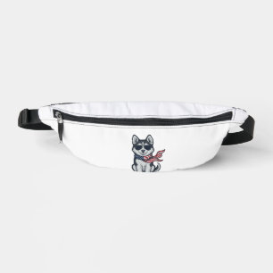 Vintage patriotischer Husky-Welpe Vektor-Design_1 Bauchtasche