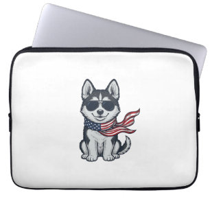 Vintage patriotischer Husky-Welpe Vektor-Design_1 Laptopschutzhülle