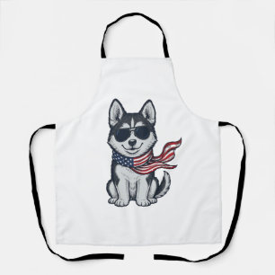 Vintage patriotischer Husky-Welpe Vektor-Design_1 Schürze