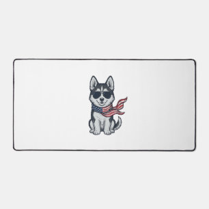 Vintage patriotischer Husky-Welpen-Vektor-Design_1 Schreibtischunterlage