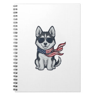 Vintage patriotischer Husky-Welpen-Vektordesign_1 Notizblock