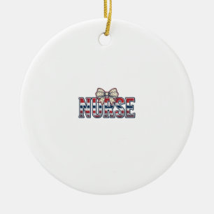 Vintage patriotischer Krankenschwester-Schleife-Sh Keramik Ornament
