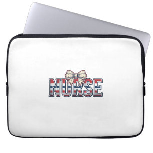 Vintage patriotischer Krankenschwester-Schleife-Sh Laptopschutzhülle
