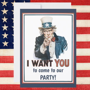 Vintage patriotischer Onkel Sam Ich will DICH Einladung