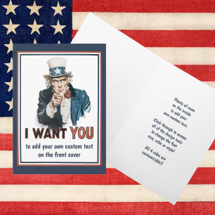 Vintage patriotischer Onkel Sam Ich will DICH Karte
