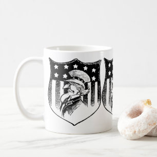 Vintage-patriotischer Onkel Sam und amerikanische  Kaffeetasse