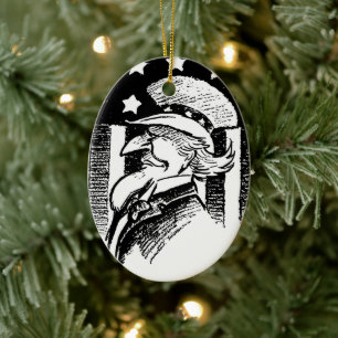 Vintage patriotischer Onkel Sam und amerikanische  Keramik Ornament