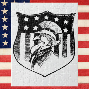 Vintage-patriotischer Onkel Sam und amerikanische  Puzzle