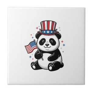 Vintage patriotischer Panda-Flag-Shirt-Entwurf_1 Fliese
