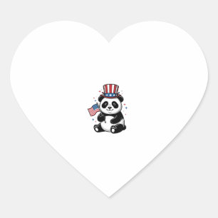 Vintage patriotischer Panda-Flag-Shirt-Entwurf_1 Herz-Aufkleber