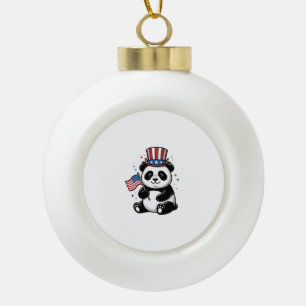 Vintage patriotischer Panda-Flag-Shirt-Entwurf_1 Keramik Kugel-Ornament