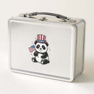 Vintage patriotischer Panda-Flag-Shirt-Entwurf_1 Metall Brotdose
