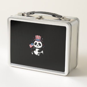 Vintage-patriotischer-Panda-Flag-Shirt-Entwurf_1 Metall Brotdose
