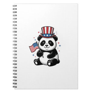 Vintage patriotischer Panda-Flag-Shirt-Entwurf_1 Notizblock