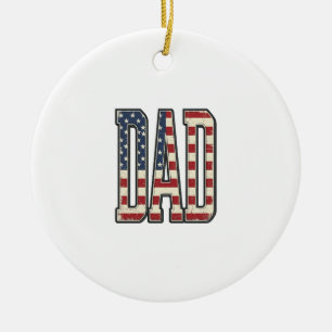 Vintage patriotischer Papa-Flaggen-Lettering-Shirt Keramik Ornament