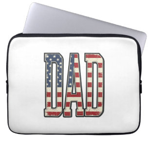 Vintage patriotischer Papa-Flaggen-Lettering-Shirt Laptopschutzhülle