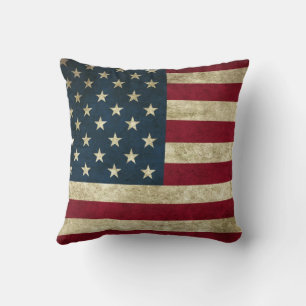 Vintage-patriotischer rustikaler Grunge-USA-Flagge Kissen