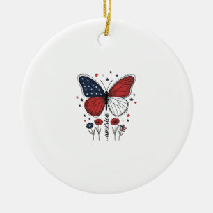 Vintage patriotischer Schmetterling Amerika-Shirt- Keramik Ornament