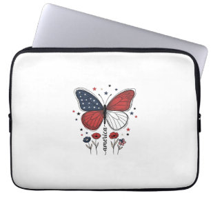 Vintage patriotischer Schmetterling Amerika-Shirt- Laptopschutzhülle