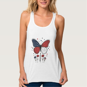 Vintage patriotischer Schmetterling Amerika-Shirt- Tank Top