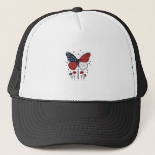 Vintage patriotischer Schmetterling Amerika-Shirt- Truckerkappe
