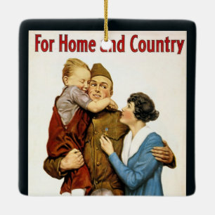 Vintage-patriotischer Soldat für Victory Liberty L Keramikornament