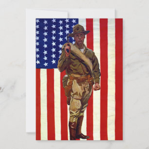 Vintage patriotischer Soldat mit amerikanischer Fl